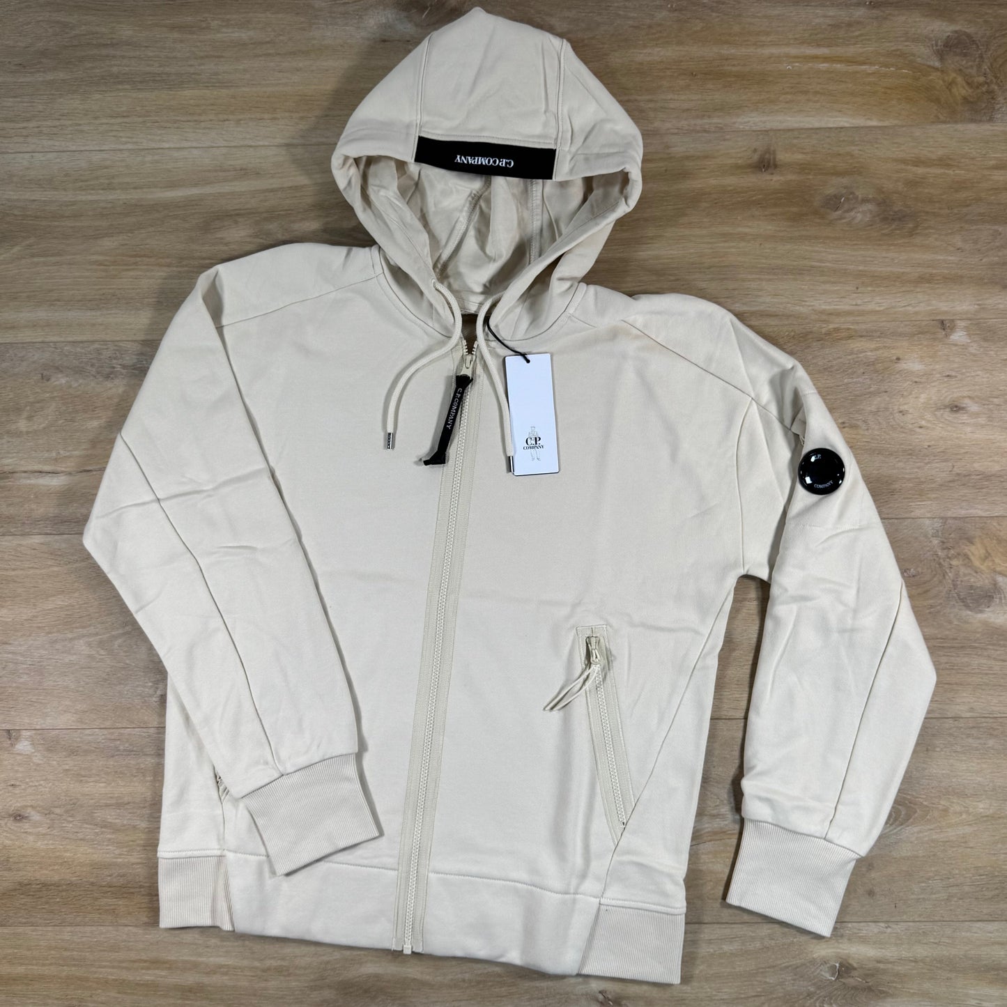 C.P. Company Diagonal Raised Zipped Lens Hoodie in Frozen Dew
