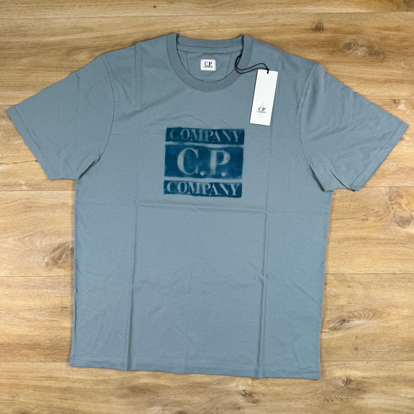 C.P. Company Faded Logo T-Shirt in Silver Blue