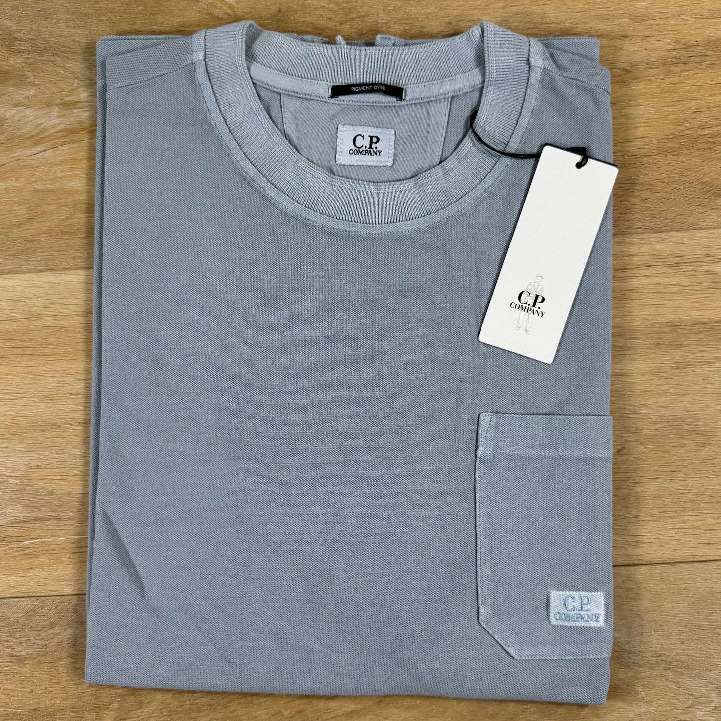 C.P. Company 24/1 Pigment Dyed T-Shirt in Silver Blue