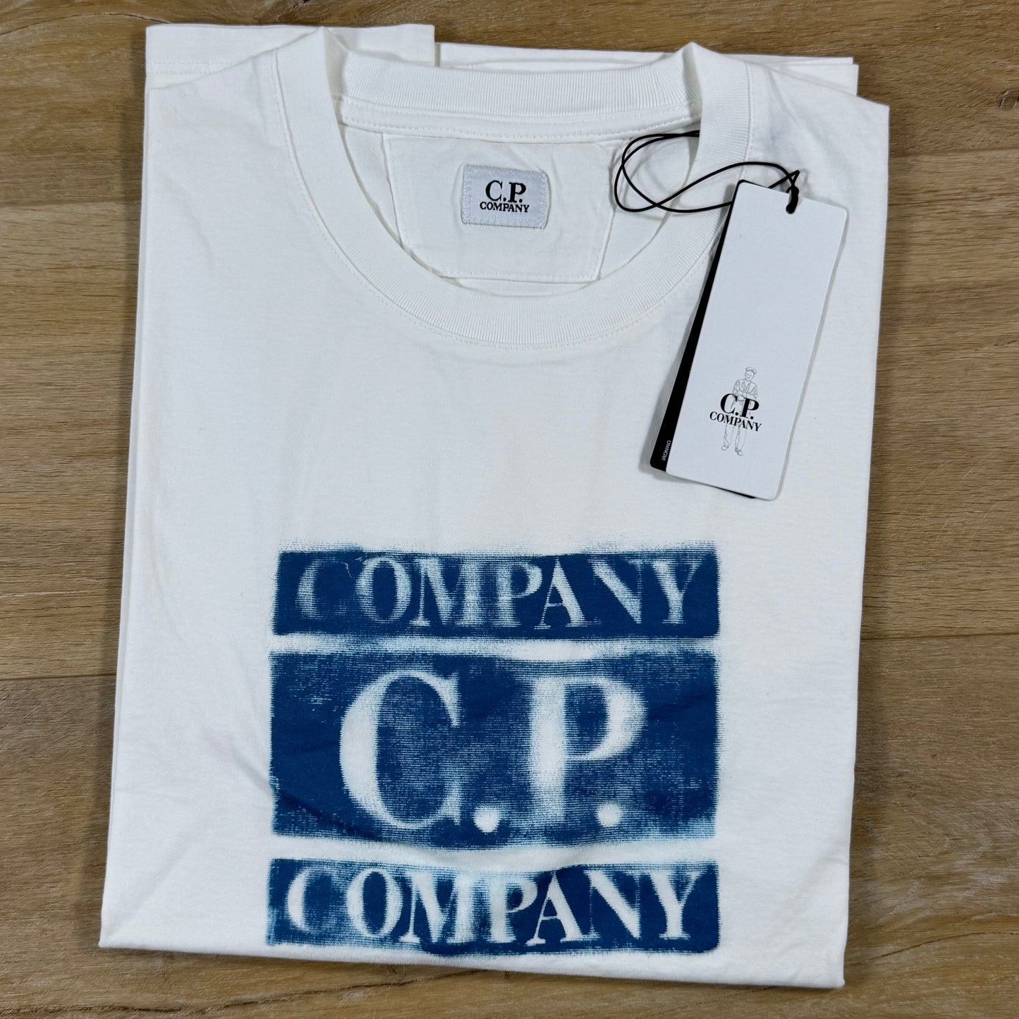 C.P. Company Faded Logo T-Shirt in Gauze White