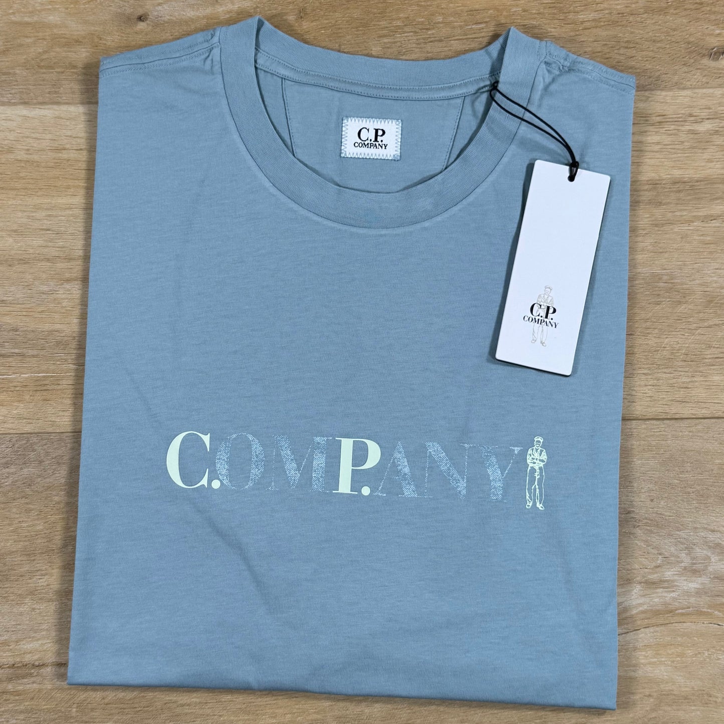 C.P. Company Chest Logo T-Shirt in Silver Blue