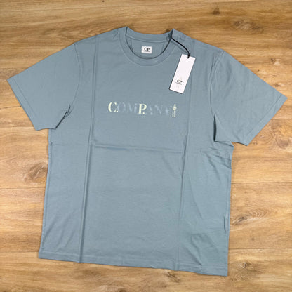 C.P. Company Chest Logo T-Shirt in Silver Blue