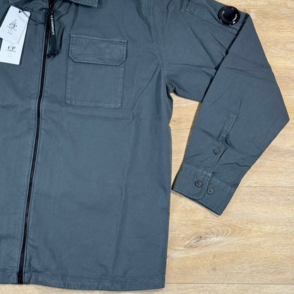 C.P. Company Organic Gabardine Lens Overshirt in Gunmetal - Grey
