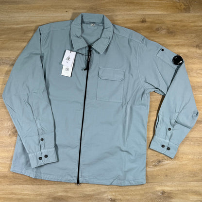 C.P. Company Organic Gabardine Lens Overshirt in Silver Blue