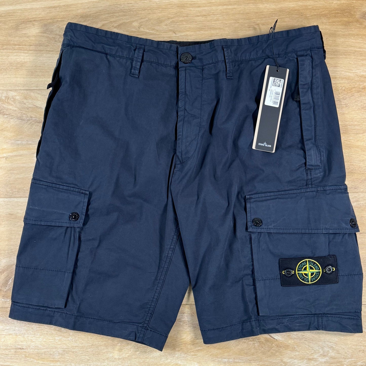 Stone Island Stretch Twill Cargo Bermuda Shorts in Navy
