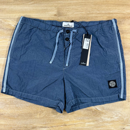 Stone Island Nylon Metal Button Swim Shorts in Avio Blue