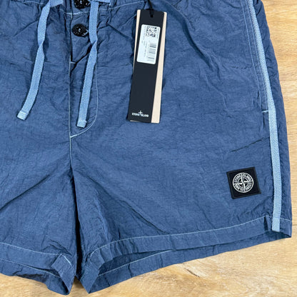 Stone Island Nylon Metal Button Swim Shorts in Avio Blue