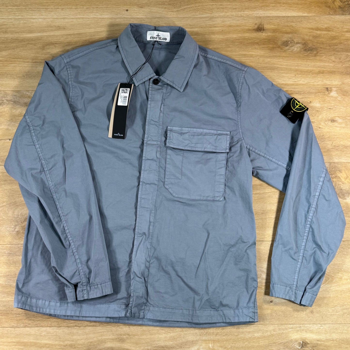 Stone Island Stretch Twill Overshirt in Avio Blue