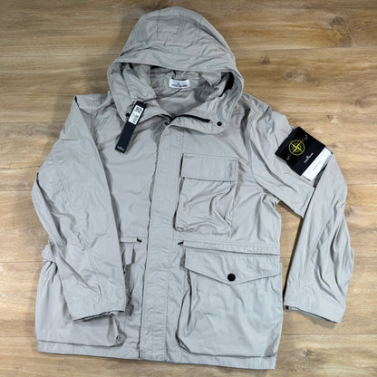 Stone Island Micro Twill Short Hooded Parka in Pearl Grey