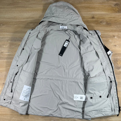 Stone Island Micro Twill Short Hooded Parka in Pearl Grey