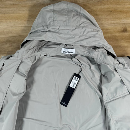 Stone Island Micro Twill Short Hooded Parka in Pearl Grey