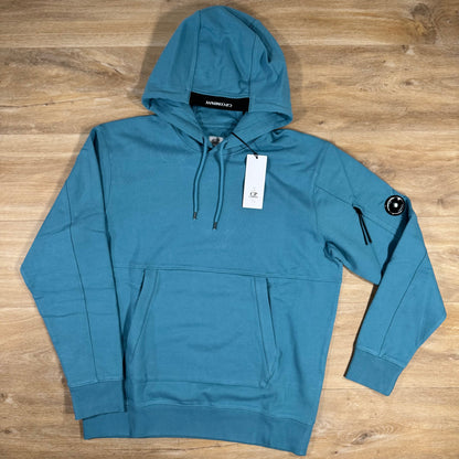 C.P. Company Diagonal Raised Fleece Lens Hoodie in Aegean Blue
