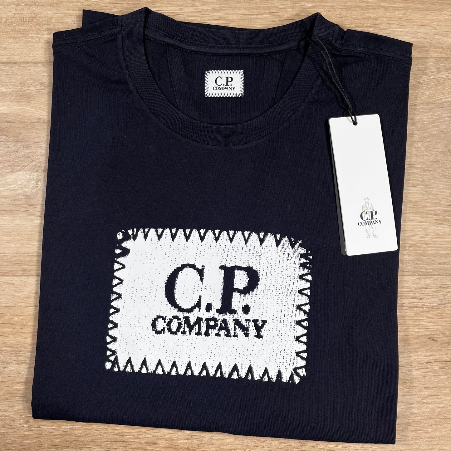 C.P. Company Stitch Block Logo T-Shirt in Navy