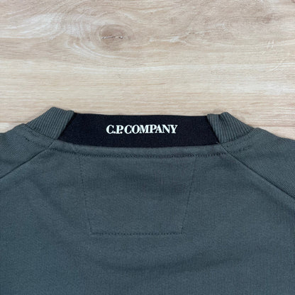 C.P. Company Diagonal Raised Fleece Crewneck Lens Sweatshirt in Dark Shadow