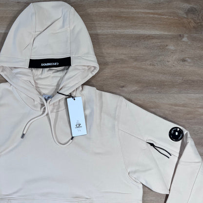 C.P. Company Diagonal Raised Fleece Lens Hoodie in Pistachio Shell