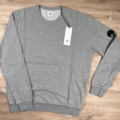 C.P. Company Light Fleece Crewneck Lens Sweatshirt in Grey Melange