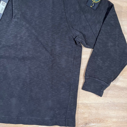 Stone Island Vanise Brushed Heavy Cotton Polo Sweatshirt in Black