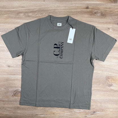 C.P. Company 30/1 Jersey Logo T-Shirt in Fungi Grey