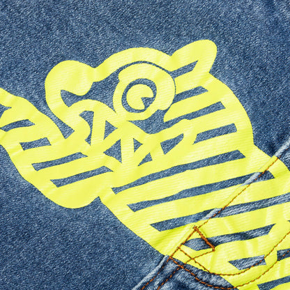 Neon Lime Jean - Medium Blue Wash