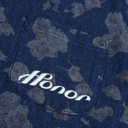 Indigo Floral Camp Shirt - Blue