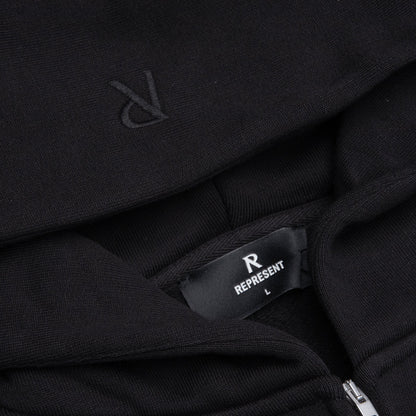 Initial Boxy Oversized Zip Through Hoodie - Black