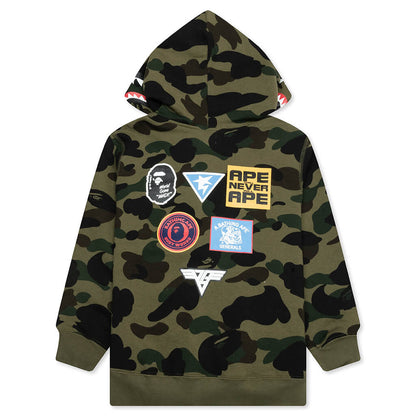 Kid's 1ST Camo Patch Print Shark Zip Hoodie - Green