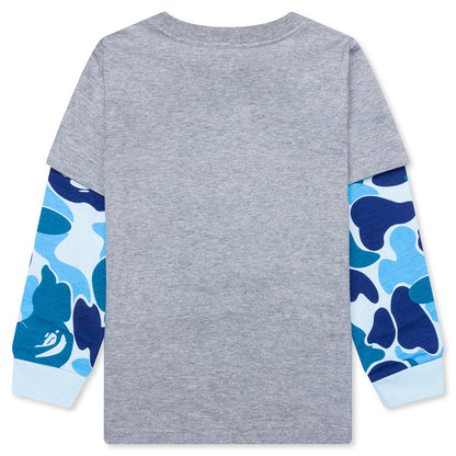 Kid's Abc Camo College Layered Sleeves L/S Tee - Gray