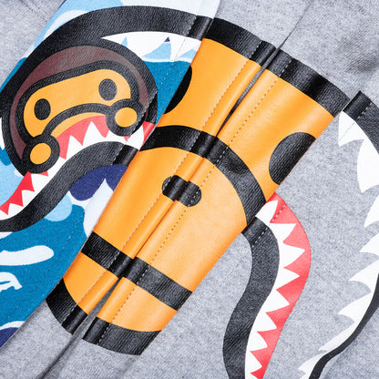 Kid's Milo Shark Zip Double Hoodie - Gray