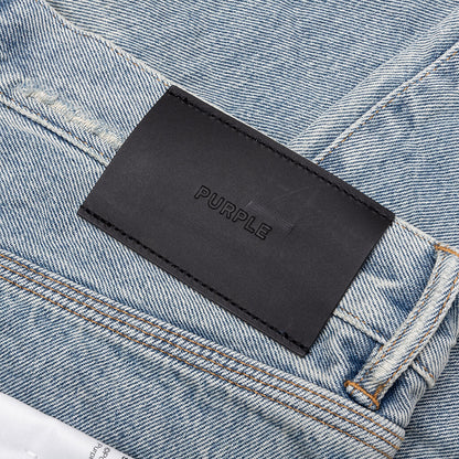Knee Blowout Dirty Jeans - Light Indigo