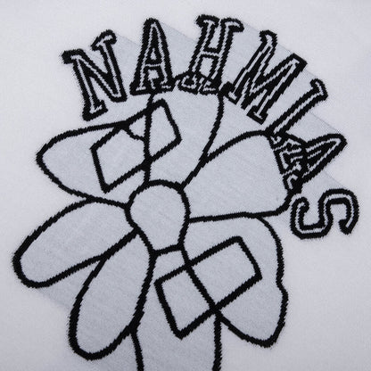 Knit Flower Boxy Tee - White