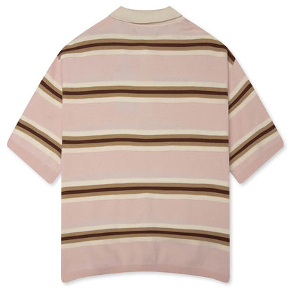 Knit Striped Polo - Soft Pink Stripe