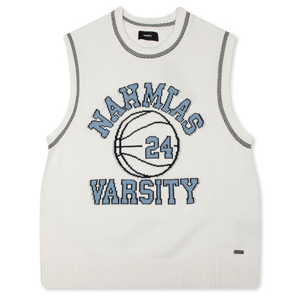 Knit Varsity Basketball Jersey - White