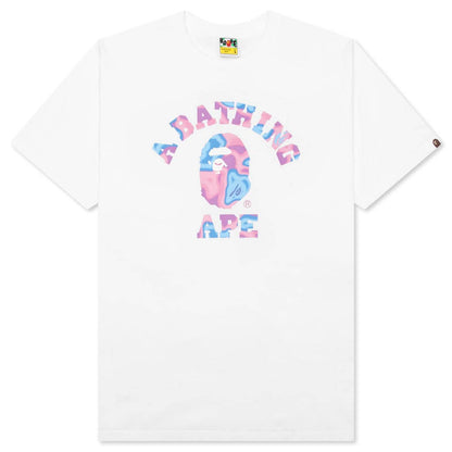 Liquid Camo College Tee - White/Pink