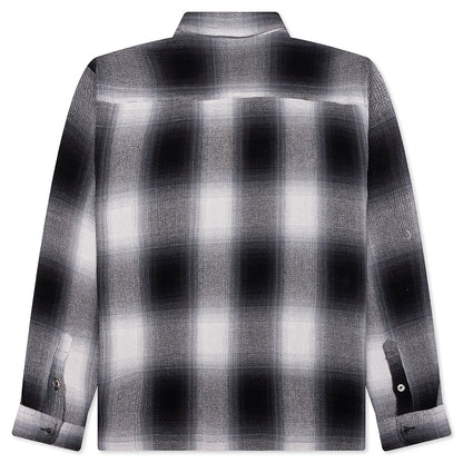 Loose Weave Plaid Shirt - Grey