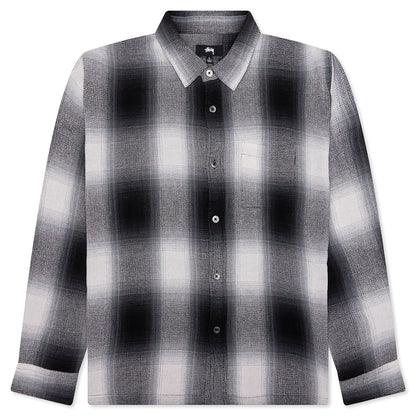 Loose Weave Plaid Shirt - Grey