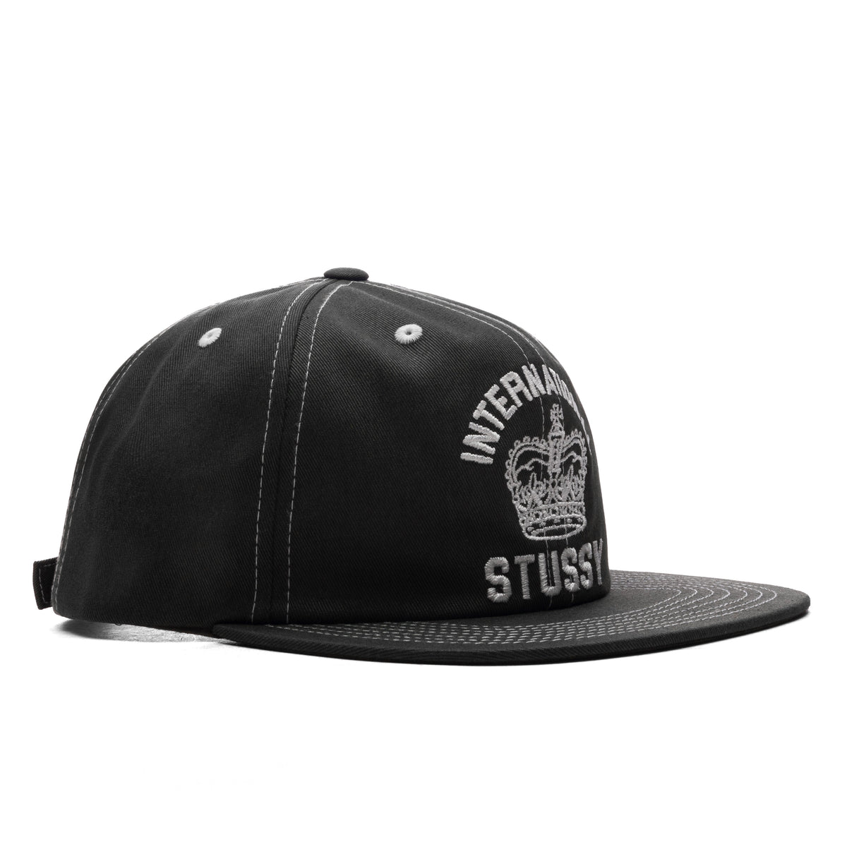 Mid International Crown Strapback Cap - Black