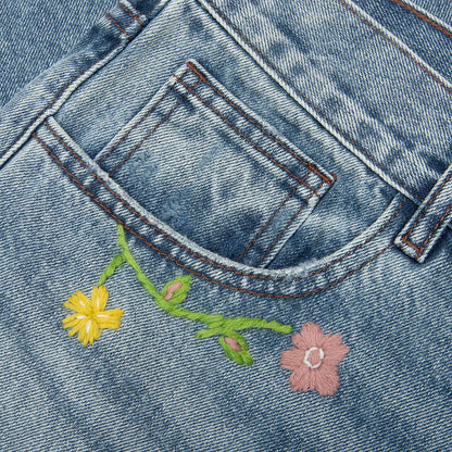 Majestic Floral Denim Pants - Blue