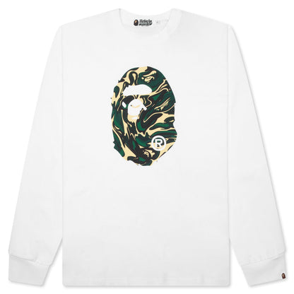 Marbling Camo Ape Head Relaxed Fit L/S Tee - White