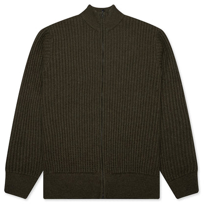 Military Patch Zip Sweater - Green