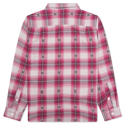 Motif Plaid Shirt - Pink