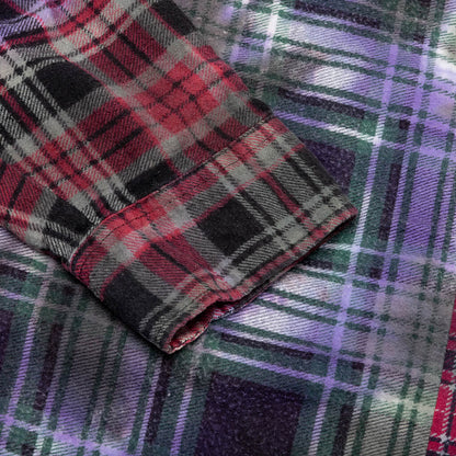 7 Cuts Tie Dye Wide Flannel Shirt - Assorted