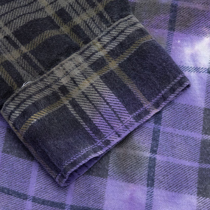 7 Cuts Tie Dye Zipped Wide Flannel Shirt - Assorted