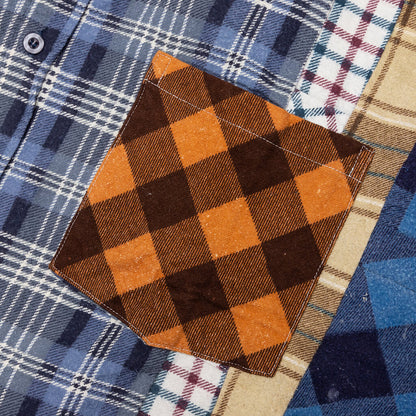 7 Cuts Wide Flannel Shirt - Blue/White