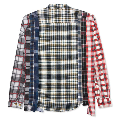 7 Cuts Wide Flannel Shirt - Cyan/Black