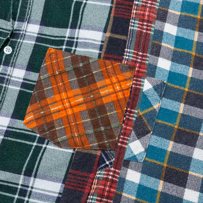 7 Cuts Wide Flannel Shirt - Orange/Grey
