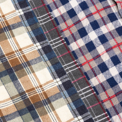 7 Cuts Wide Flannel Shirt - Stone/White