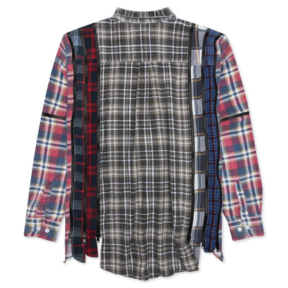 7 Cuts Zipped Wide Shirt - Cement/White