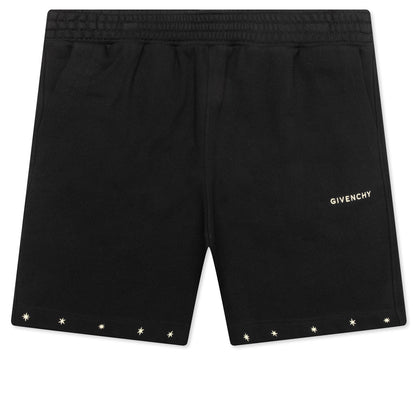 Star Print Board Shorts - Black