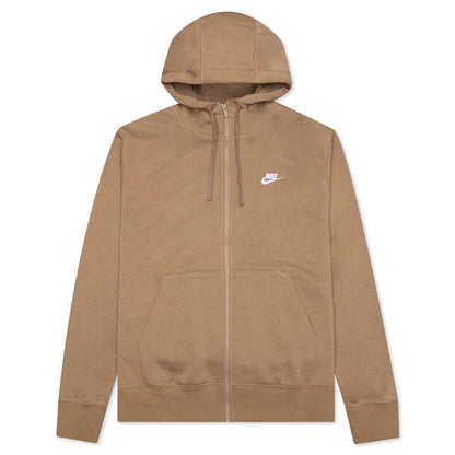 Sportswear Club Fleece Full-Zip Hoodie - Dark Driftwood/White