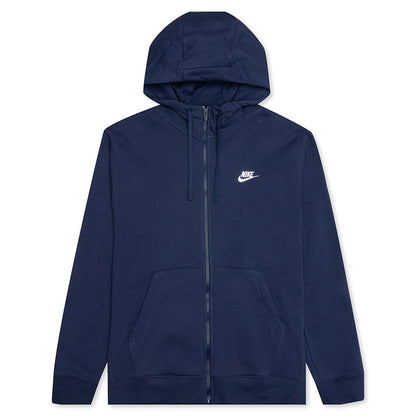Sportswear Club Fleece Full-Zip Hoodie - Midnight Navy/White
